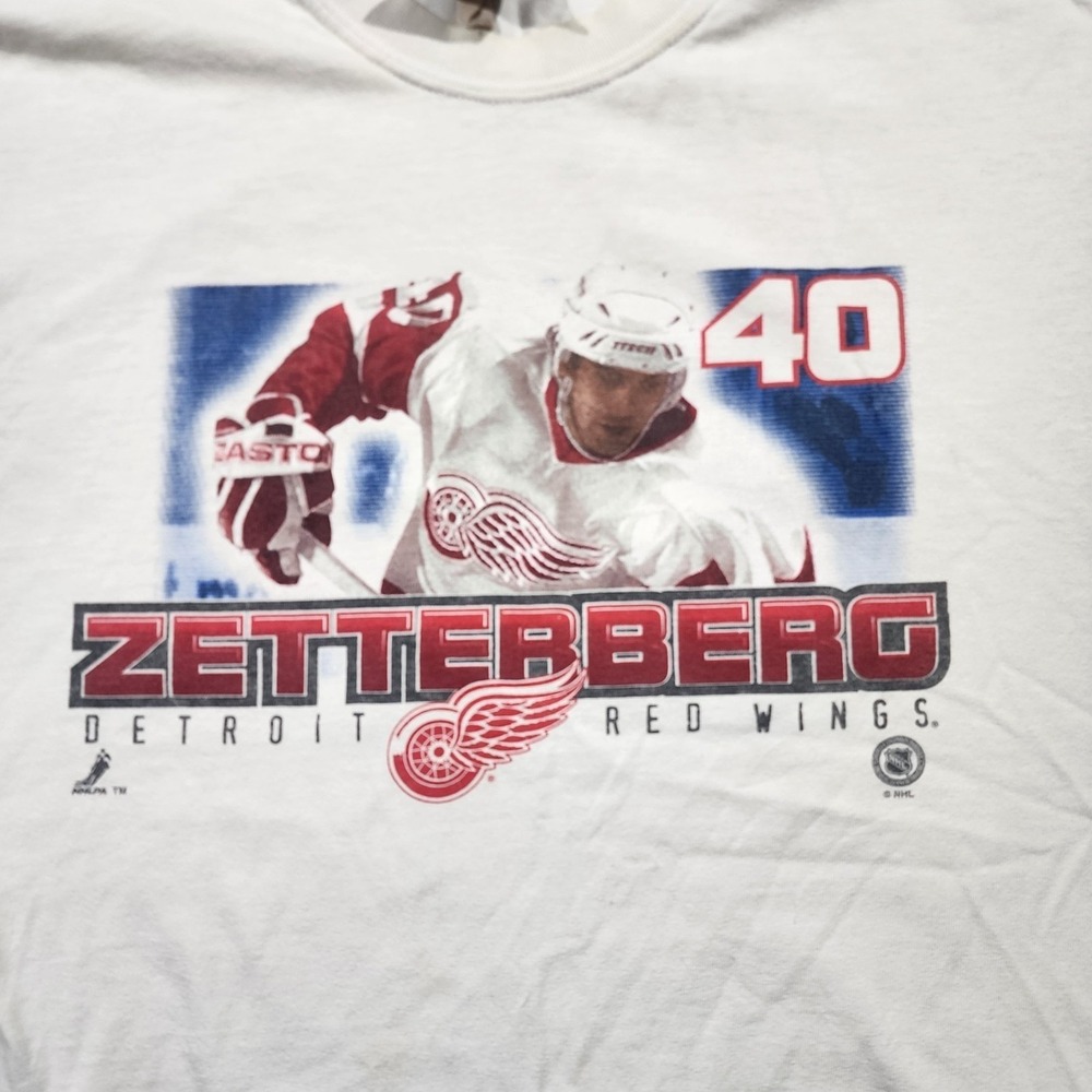 Vintage 2000s Detroit Red Wings Henrik Zetterberg NHL Hockey T Shirt Size L - Picture 2 of 9